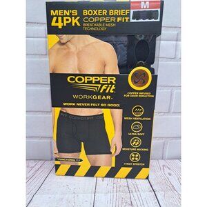 4pk Copper Fit Men's Performance Boxer Briefs Size Med Copper Infused Work Gear